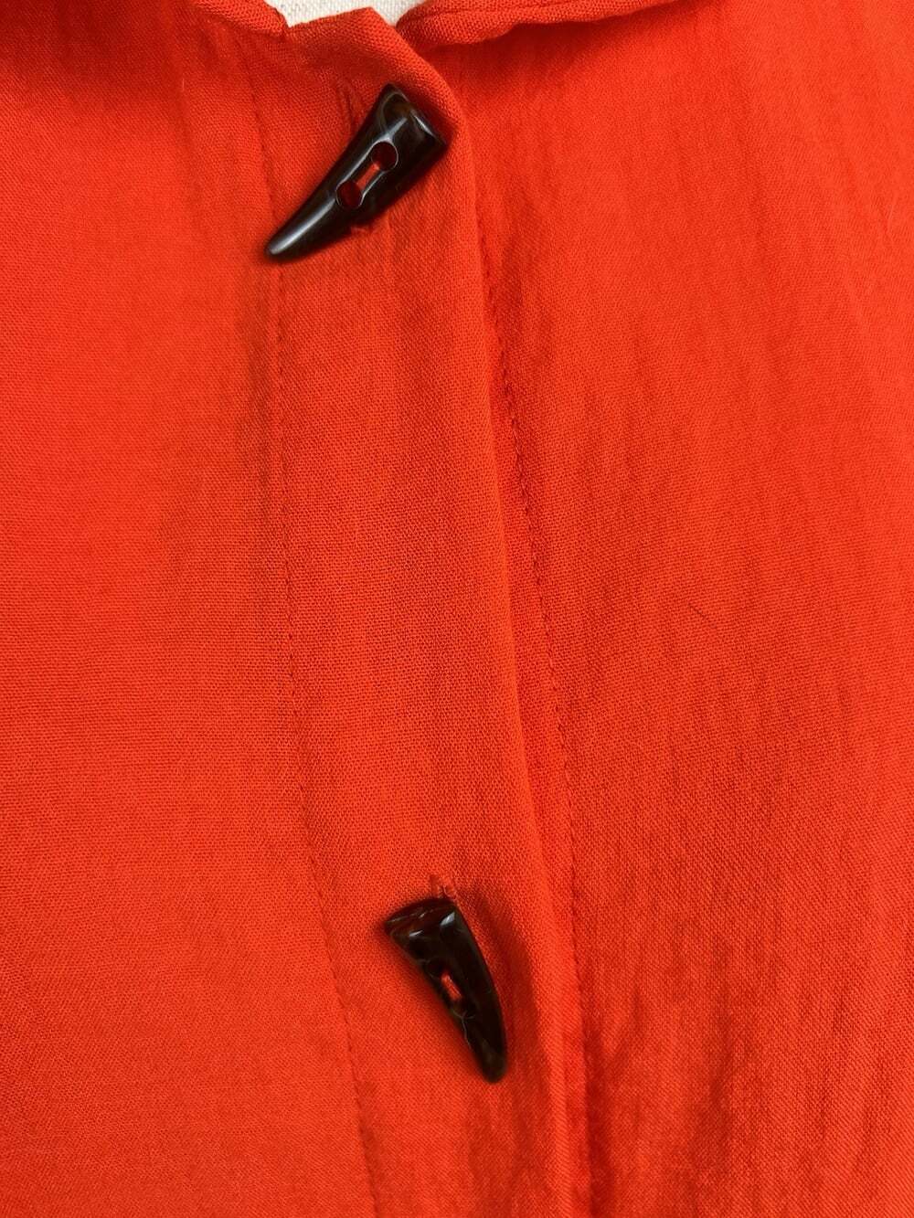 Fridaze 100% Linen Tunic XS S Orange Lagenlook Horn Buttons Hi Low Top - Picture 3 of 12